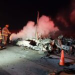 Atiende Protección Civil incendio de tractocamión en la carretera Chihuahua– Ciudad Juárez