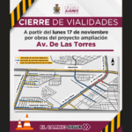 Cierran la prolongación de avenida De las Torres por trabajos en la ampliación