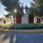 Realizan labores de mantenimiento en parque Álamos de San Lorenzo