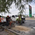 Notifica Obras Públicas sobre trabajos activos de bacheo en el boulevard Juan Pablo II