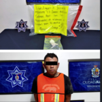 Detienen a sujeto en posesión de cristal y cartulina amenazante