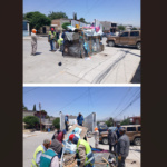 Retiran construcción improvisada que invadía vía pública
