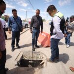 Supervisa alcalde Ortiz Orpinel trabajos de bacheo en Riberas del Bravo y pide a la JMAS atender infraestructura dañada